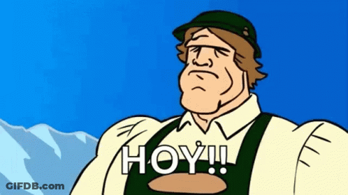 Cartoon Man In Green Hat And White Shirt Saying Hoy GIF