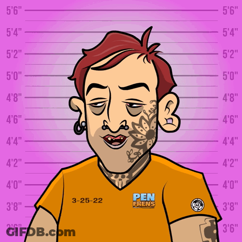 Cartoon Man In Orange Shirt Saying Pen Frens GIF