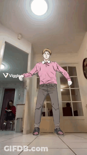 Cartoon Man In Pink Sweater And Gray Pants GIF