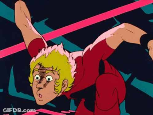 Cartoon Man In Red Shirt Flying Through Air GIF