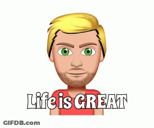Cartoon Man In Red Shirt Life Is Great GIF