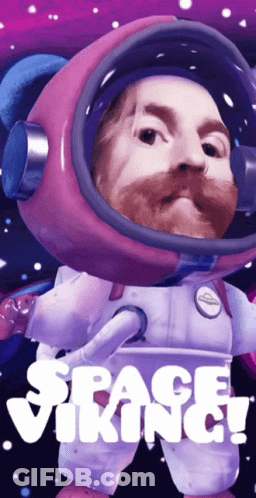 Cartoon Man In Space Suit Says Space Vikings GIF