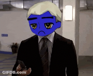 Cartoon Man In Suit And Tie With Blue Face GIF