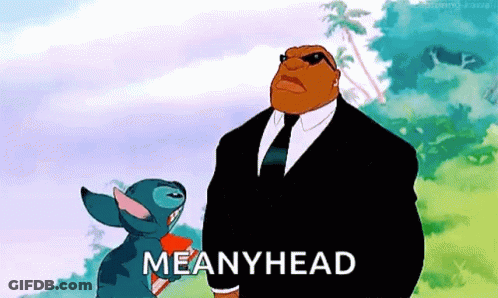 Cartoon Man In Suit Next To Meanyhead Stitch GIF