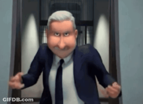 Cartoon Man In Suit Standing In Doorway GIF