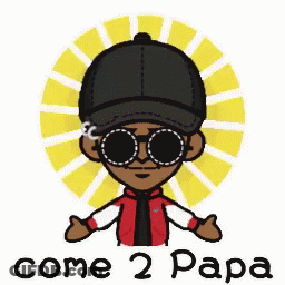 Cartoon Man In Sunglasses And Hat Saying Come 2 Papa GIF