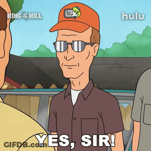 Cartoon Man In Sunglasses And Orange Hat Saying Bait Shop GIF