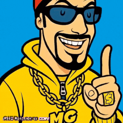 Cartoon Man In Sunglasses And Yellow Jacket Saying MG GIF