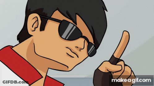 Cartoon Man In Sunglasses Pointing Finger GIF