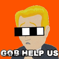 Cartoon Man In Sunglasses Saying Gob Help Us GIF