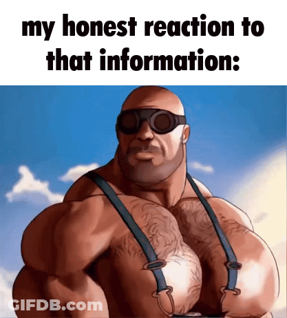 Cartoon Man In Suspenders And Sunglasses With Caption My Honest Reaction GIF