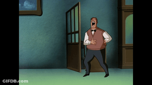 Cartoon Man In Vest And Bow Tie Screaming GIF