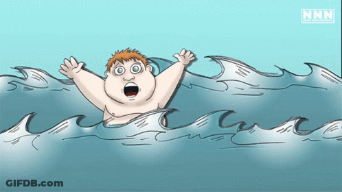 Cartoon Man In Water With NNN GIF