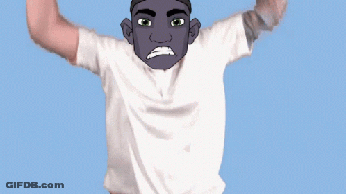Cartoon Man In White Shirt With Purple Face GIF