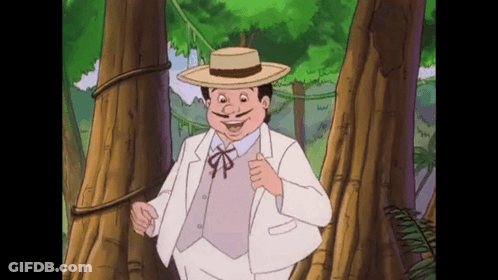 Cartoon Man In White Suit And Hat In Woods GIF