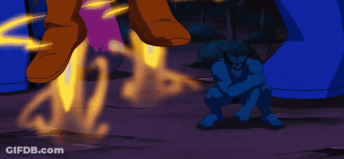 Cartoon Man In Yellow And Blue Costume GIF