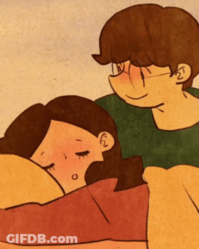 Cartoon Man Kissing Woman's Cheek GIF