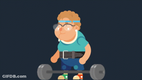 Cartoon Man Lifting Barbell GIF