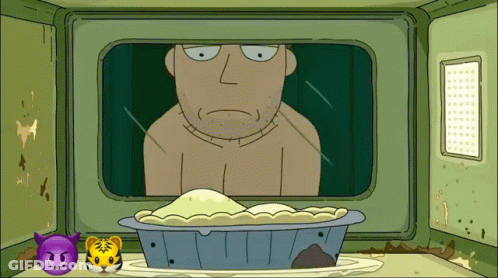 Cartoon Man Looking Out Window With Pie GIF