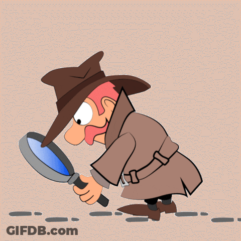 Cartoon Man Looking Through Magnifying Glass GIF