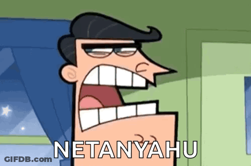 Cartoon Man Mouth Open Netanyahu GIF