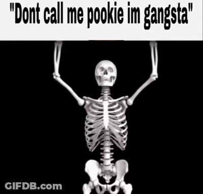 Cartoon Man Next To Skeleton Dont Call Me Pookie Im Gangsta GIF