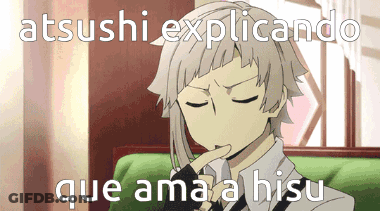 Cartoon Man On Couch With Text Atsushi Explicando Que Ama A Hisu GIF