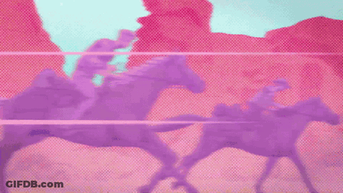Cartoon Man On Horse With Rainbow Background GIF