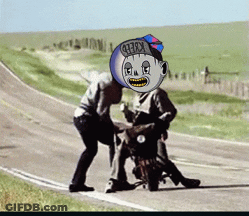 Cartoon Man On Motorcycle Kneeb GIF