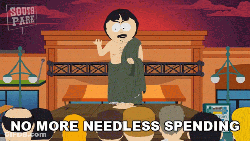 Cartoon Man On Stage No More Needless Spending GIF