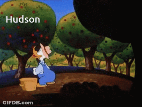 Cartoon Man Picking Apples Hudson GIF