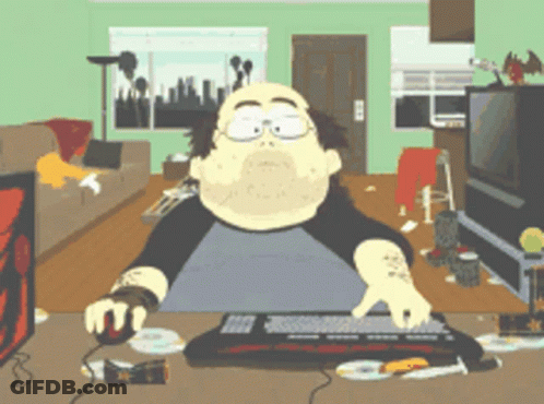 Cartoon Man Playing Computer Game GIF