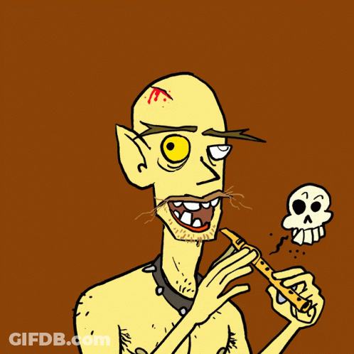 Cartoon Man Playing Flute Saying Huzzaah GIF