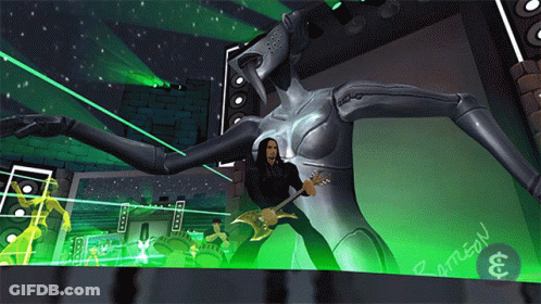 Cartoon Man Playing Guitar With Battleon GIF