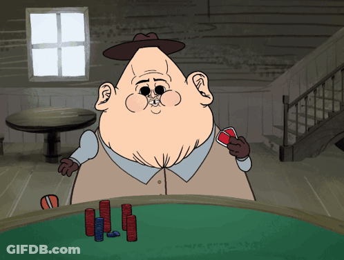 Cartoon Man Playing Poker With Chips GIF