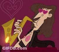 Cartoon Man Playing Saxophone In Front Of Candle GIF