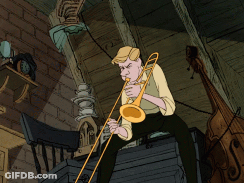 Cartoon Man Playing Trombone GIF