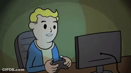 Cartoon Man Playing Video Game On Computer GIF