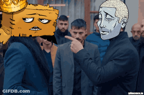 Cartoon Man Pointing At Another Man With Caption Gimmememes.io GIF