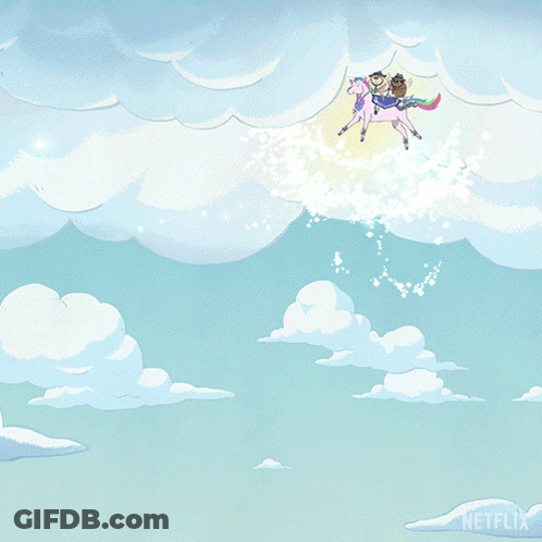 Cartoon Man Riding Unicorn With Netflix Logo GIF