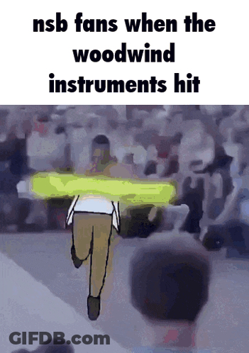 Cartoon Man Running NSB Fans When The Woodwind Instruments Hit GIF