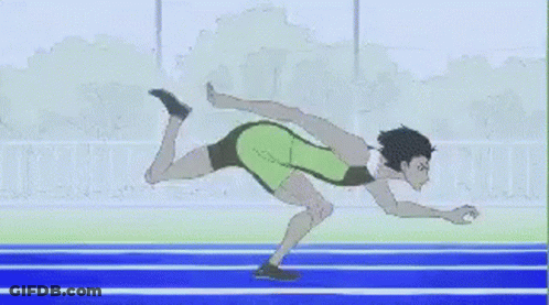 Cartoon Man Running On Track In Race GIF