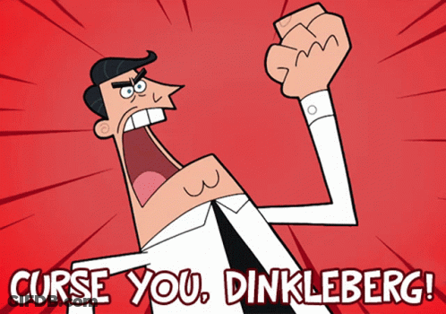 Cartoon Man Saying Curse You Dinkleberg GIF