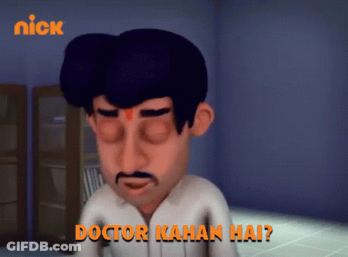 Cartoon Man Saying Doctor Kahan Hai GIF