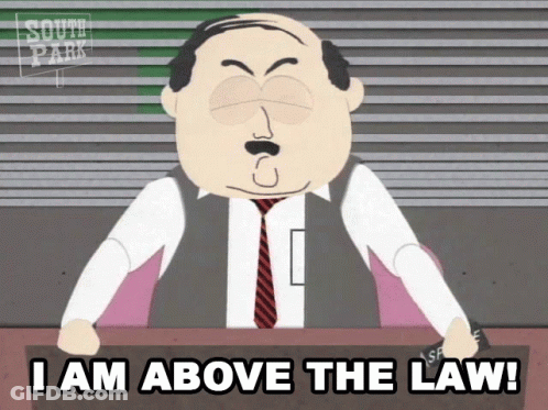 Cartoon Man Saying I Am Above The Law GIF
