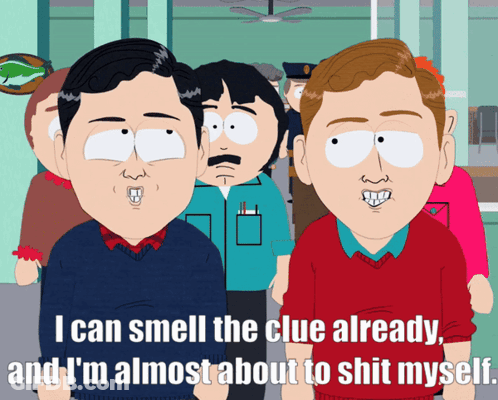 Cartoon Man Saying I Can Smell The Clue Already GIF