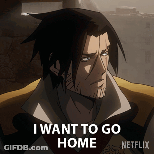 Cartoon Man Saying I Want To Go Home GIF