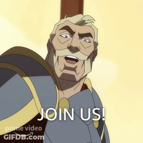 Cartoon Man Saying Join Us GIF
