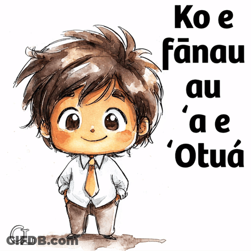 Cartoon Man Saying Ko E Fanau Au 'Ae Otua GIF