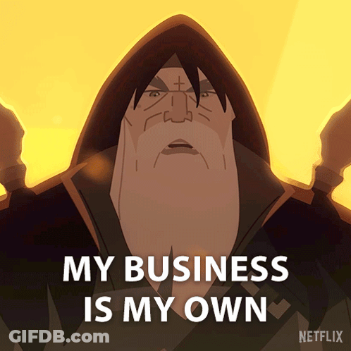 Cartoon Man Saying My Business Is My Own GIF